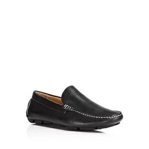 THE MENS STORE Mens Black Venetian Round Toe Slip On Leather Moccasins Shoes 7 M